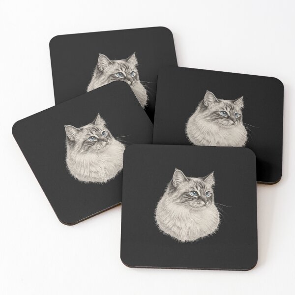 Item preview, Sacred Birman Cat Sketch - Elegant White Chalk Art designed and sold by Exquisite Design Studio „Paculówka”.