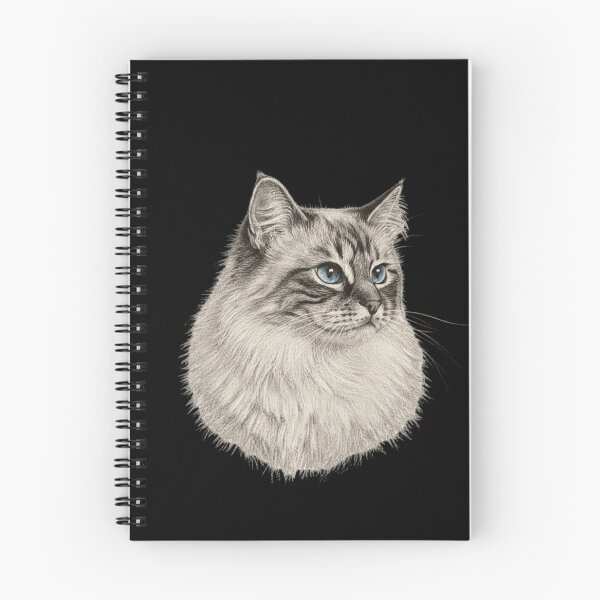 Item preview, Sacred Birman Cat Sketch - Elegant White Chalk Art designed and sold by Exquisite Design Studio „Paculówka”.