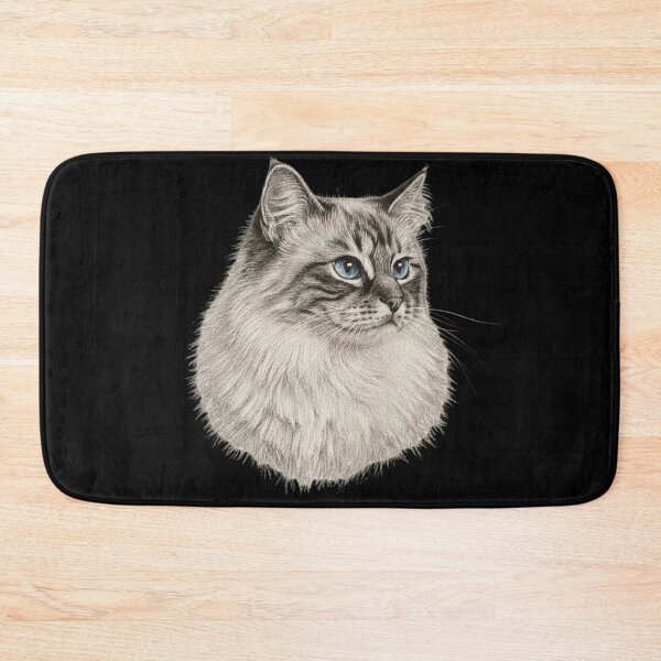 Item preview, Sacred Birman Cat Sketch - Elegant White Chalk Art designed and sold by Exquisite Design Studio „Paculówka”.