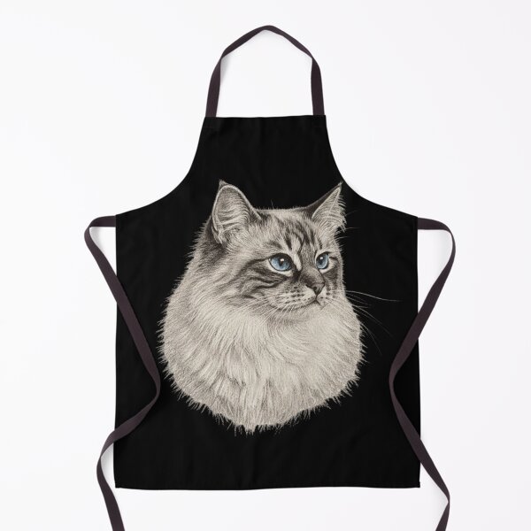 Item preview, Sacred Birman Cat Sketch - Elegant White Chalk Art designed and sold by Exquisite Design Studio „Paculówka”.