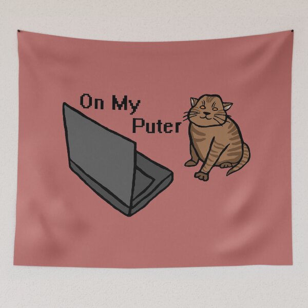 Item preview, On My Puter Funny Computer Tabby Brown Cat Meme designed and sold by CDPrintsDesigns.