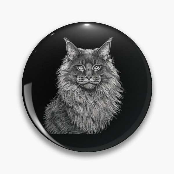 Item preview, Maine Coon Sketch Portrait - Elegant White Chalk Cat Art designed and sold by Exquisite Design Studio „Paculówka”.