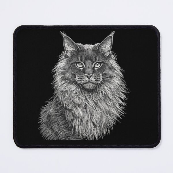 Item preview, Maine Coon Sketch Portrait - Elegant White Chalk Cat Art designed and sold by Exquisite Design Studio „Paculówka”.