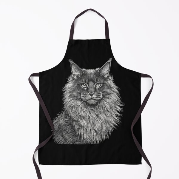 Item preview, Maine Coon Sketch Portrait - Elegant White Chalk Cat Art designed and sold by Exquisite Design Studio „Paculówka”.