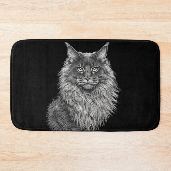 Item preview, Maine Coon Sketch Portrait - Elegant White Chalk Cat Art designed and sold by Exquisite Design Studio „Paculówka”.