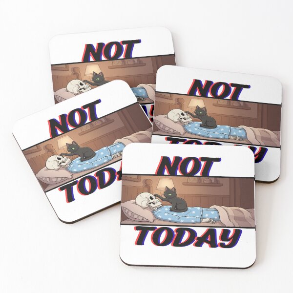 Item preview, Not Today – Lazy Skeleton & Black Cat  designed and sold by Red  Corason ⭐⭐⭐.