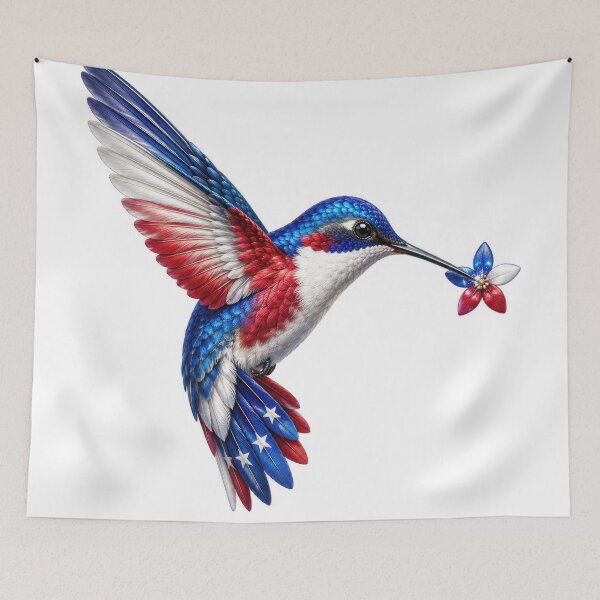 Item preview, Patriotic Red White Blue Hummingbird designed and sold by jgvisualarts.