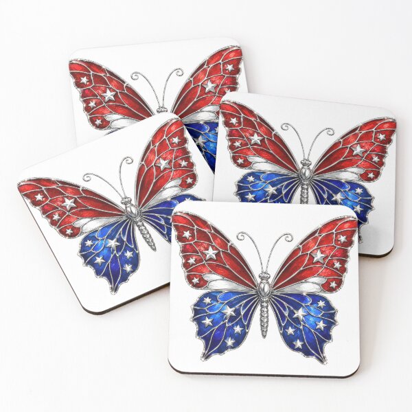 Item preview, Patriotic American Flag Butterfly Stained Glass designed and sold by jgvisualarts.