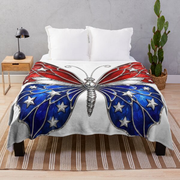 Item preview, Patriotic American Flag Butterfly Stained Glass designed and sold by jgvisualarts.