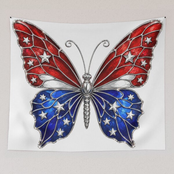 Item preview, Patriotic American Flag Butterfly Stained Glass designed and sold by jgvisualarts.
