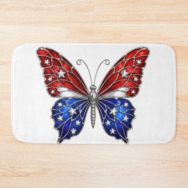 Item preview, Patriotic American Flag Butterfly Stained Glass designed and sold by jgvisualarts.