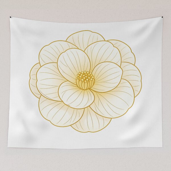 Item preview, Minimal Camellia Flower – Elegant Gold Line Botanical Illustration designed and sold by Joyfulfabric.