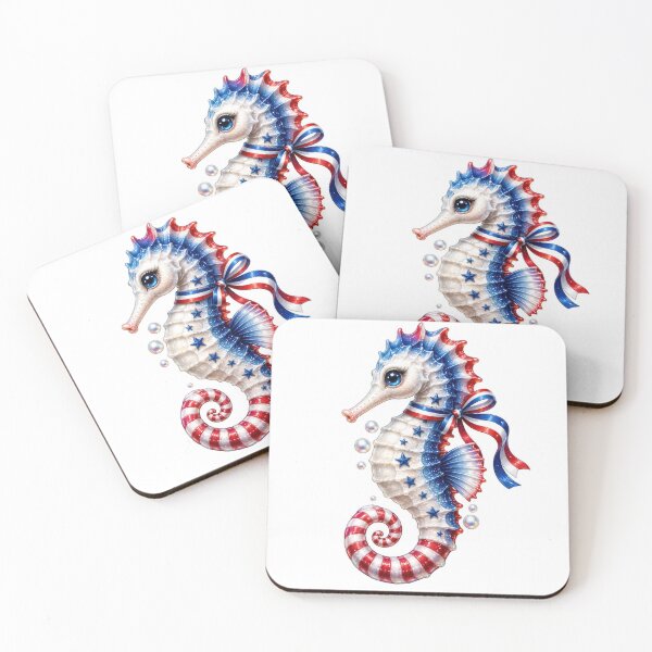 Item preview, Patriotic Seahorse Red White Blue Stars Cute designed and sold by jgvisualarts.