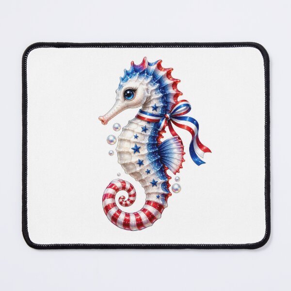 Item preview, Patriotic Seahorse Red White Blue Stars Cute designed and sold by jgvisualarts.