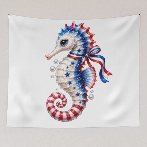 Item preview, Patriotic Seahorse Red White Blue Stars Cute designed and sold by jgvisualarts.