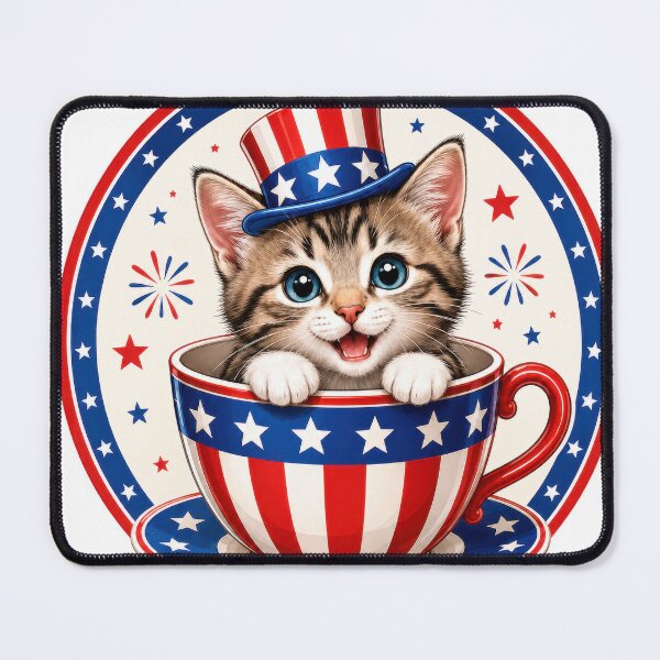 Item preview, Patriotic Kitten Uncle Sam Hat Teacup Stars designed and sold by jgvisualarts.