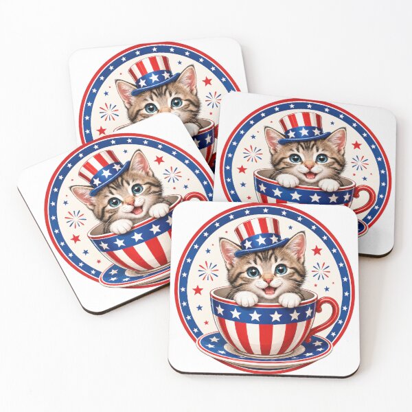 Item preview, Patriotic Kitten Uncle Sam Hat Teacup Stars designed and sold by jgvisualarts.
