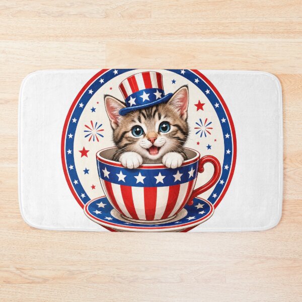 Item preview, Patriotic Kitten Uncle Sam Hat Teacup Stars designed and sold by jgvisualarts.