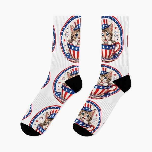 Item preview, Patriotic Kitten Uncle Sam Hat Teacup Stars designed and sold by jgvisualarts.
