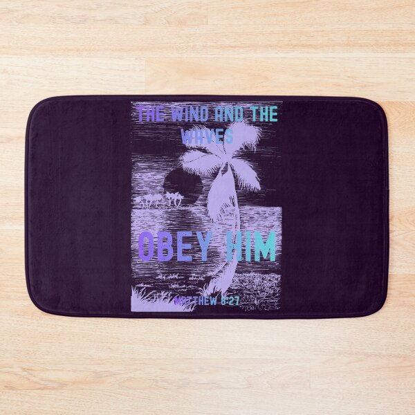 Item preview, Tropical Beach Sunset Palm Tree Paradise Wind and Waves Obey Him Matthew 8 27 designed and sold by Forevermore.