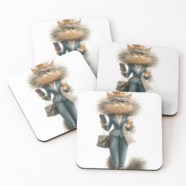Item preview, Queen Cat with Coffe designed and sold by LovePrintArt.