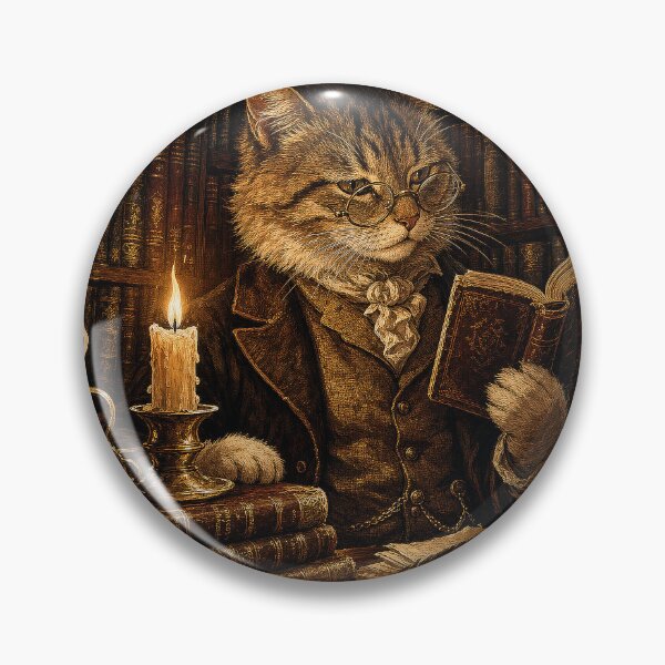 Item preview, Scholar Cat in Candlelight Library designed and sold by puredevn.