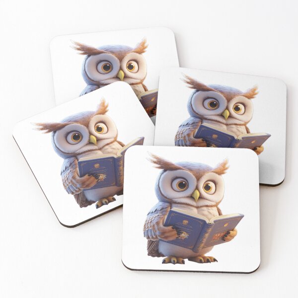 Item preview, Cute owl reading a book, cozy educational illustration designed and sold by kidoramagic.