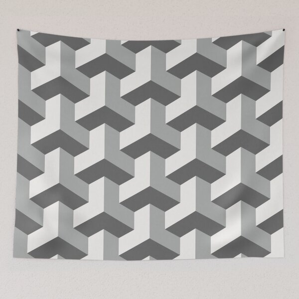 Item preview, Monochrome Geometric Cube Pattern | Modern 3D Optical Illusion Seamless Design designed and sold by Comiccraze Tees.