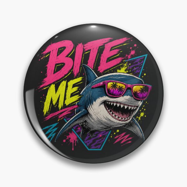 Item preview, Funny Bite Me Retro 80s Shark designed and sold by legendaryskins.