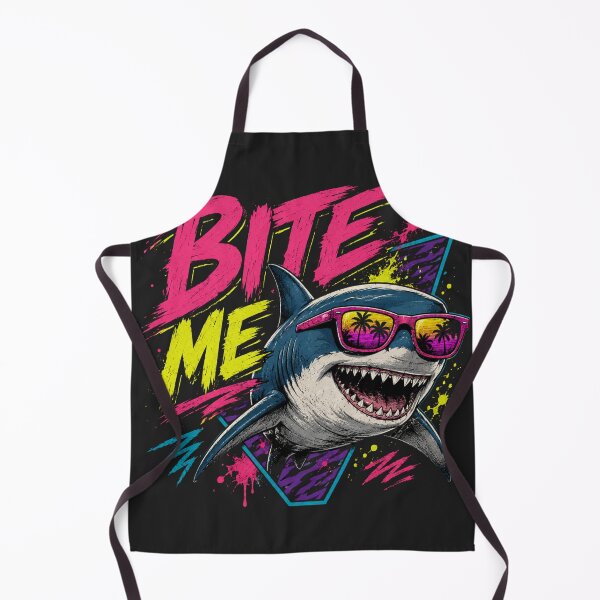 Item preview, Funny Bite Me Retro 80s Shark designed and sold by legendaryskins.