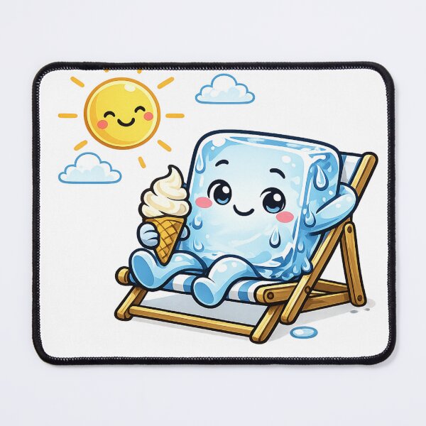 Item preview, Cute ice cube in a deck chair. Fun summer motif with soft serve ice cream. designed and sold by Gletschie.