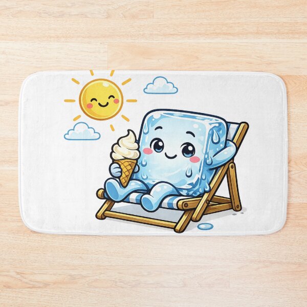 Item preview, Cute ice cube in a deck chair. Fun summer motif with soft serve ice cream. designed and sold by Gletschie.