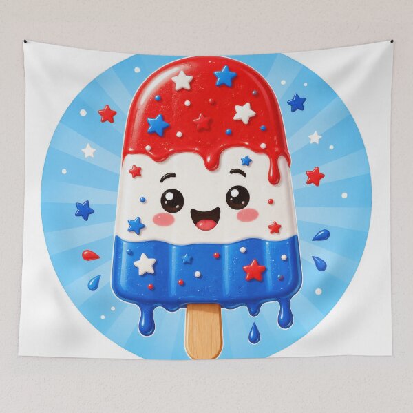 Item preview, Cute Kawaii Patriotic Popsicle Red White Blue Stars designed and sold by jgvisualarts.