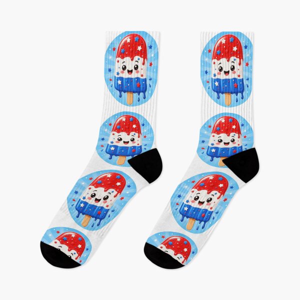 Item preview, Cute Kawaii Patriotic Popsicle Red White Blue Stars designed and sold by jgvisualarts.