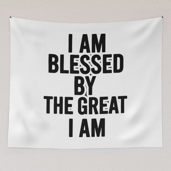 Item preview, "I Am Blessed By The Great I Am", A powerful, bold statement of faith in clean streetwear style. designed and sold by KINGDOM GOLD STUDIO.