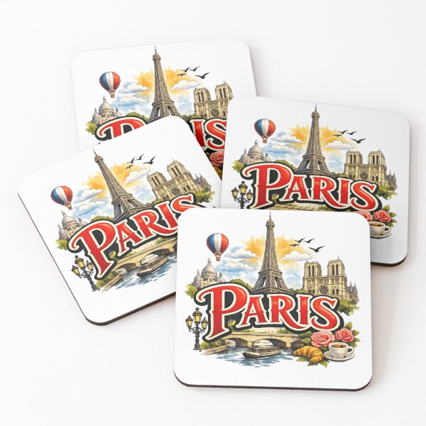 Item preview, Paris France Retro Travel Art – Eiffel Tower Notre Dame Seine River Design designed and sold by Tee Visions.