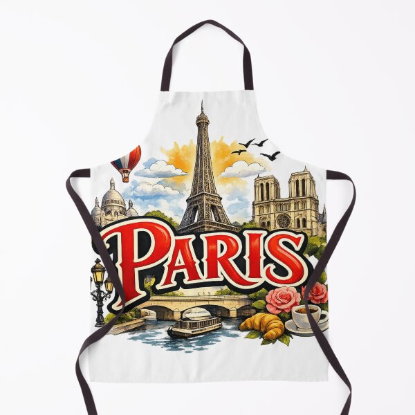 Item preview, Paris France Retro Travel Art – Eiffel Tower Notre Dame Seine River Design designed and sold by Tee Visions.