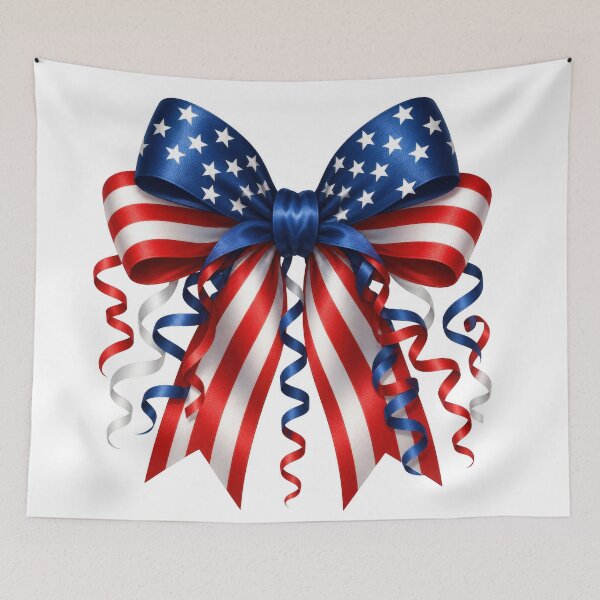 Item preview, Patriotic Bow Red White Blue Stars Streamers designed and sold by jgvisualarts.