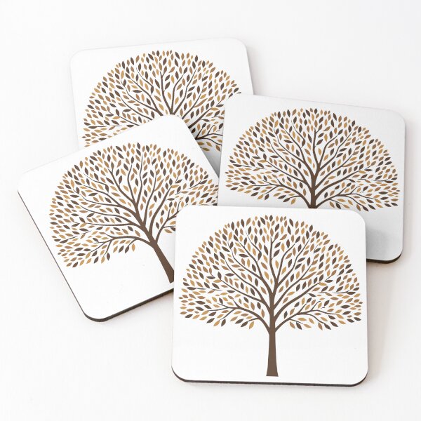 Item preview, Stylized autumn tree illustration with golden brown leaves designed and sold by Rue Market.