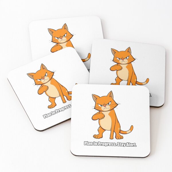 Item preview, Orange Cat Sticker - Plan In Progress Stay Alert - Scheming designed and sold by pawdrops.