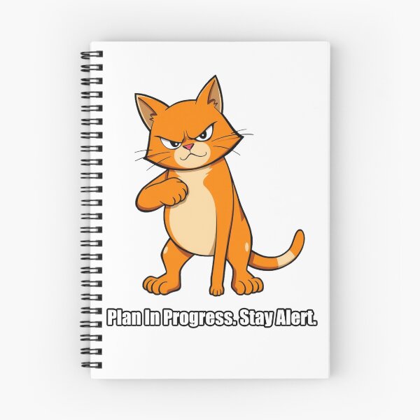 Item preview, Orange Cat Sticker - Plan In Progress Stay Alert - Scheming designed and sold by pawdrops.