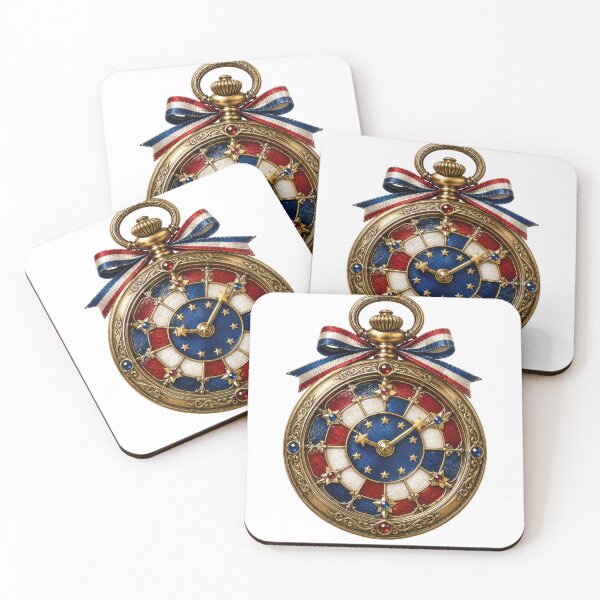 Item preview, Patriotic Pocket Watch Red White Blue Gold designed and sold by jgvisualarts.