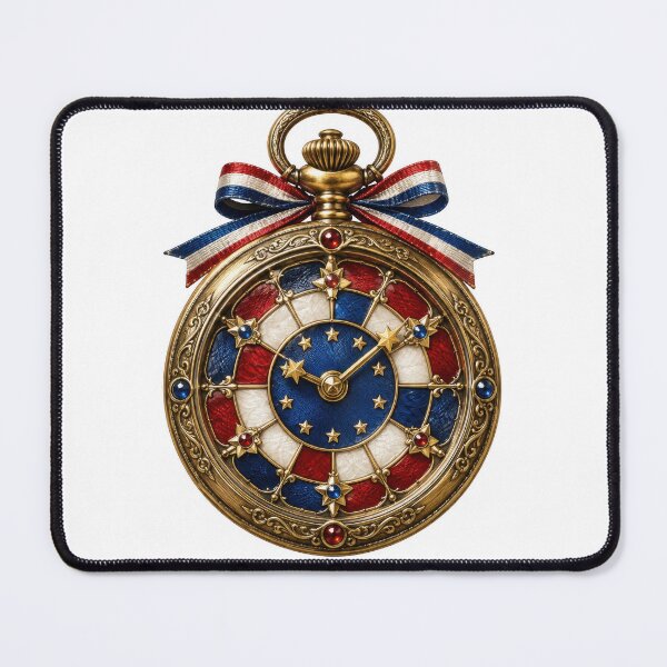 Item preview, Patriotic Pocket Watch Red White Blue Gold designed and sold by jgvisualarts.