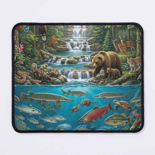 Item preview, North American Wildlife Forest River Ecosystem Art designed and sold by thechoice1.