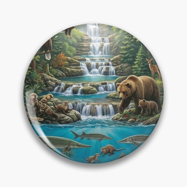 Item preview, North American Wildlife Forest River Ecosystem Art designed and sold by thechoice1.