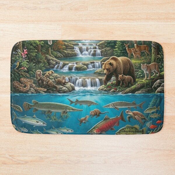 Item preview, North American Wildlife Forest River Ecosystem Art designed and sold by thechoice1.
