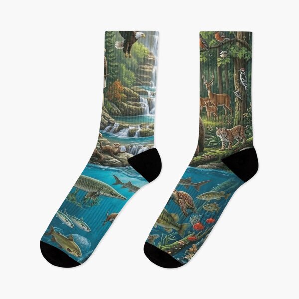 Item preview, North American Wildlife Forest River Ecosystem Art designed and sold by thechoice1.