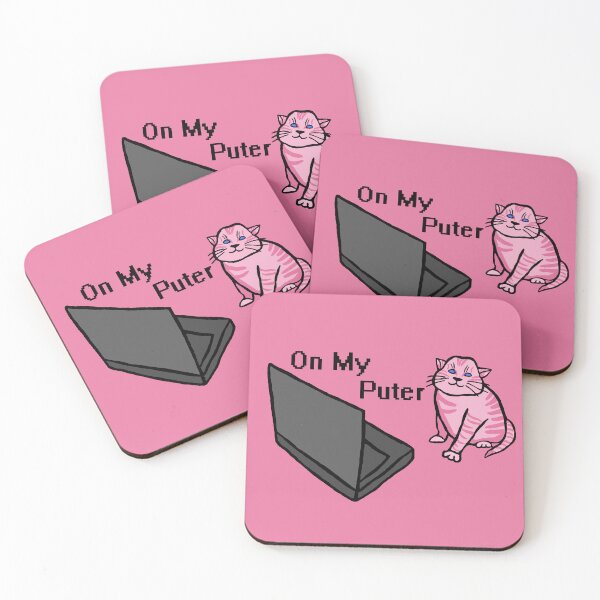 Item preview, On My Puter Funny Computer Pink Tabby Cat Meme designed and sold by CamilasPrints.