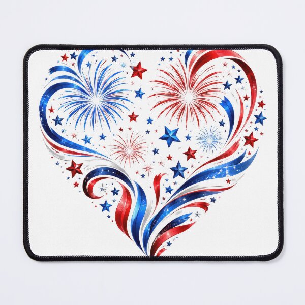 Item preview, Patriotic Heart Fireworks Red White Blue designed and sold by jgvisualarts.
