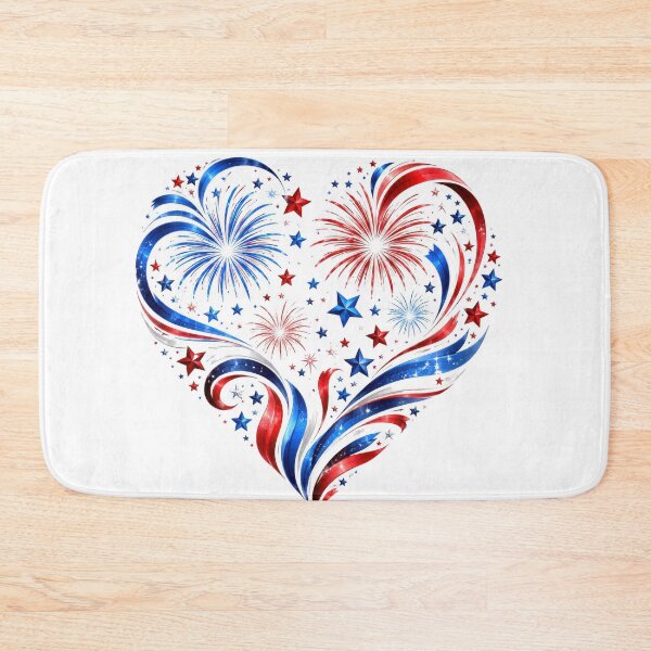 Item preview, Patriotic Heart Fireworks Red White Blue designed and sold by jgvisualarts.